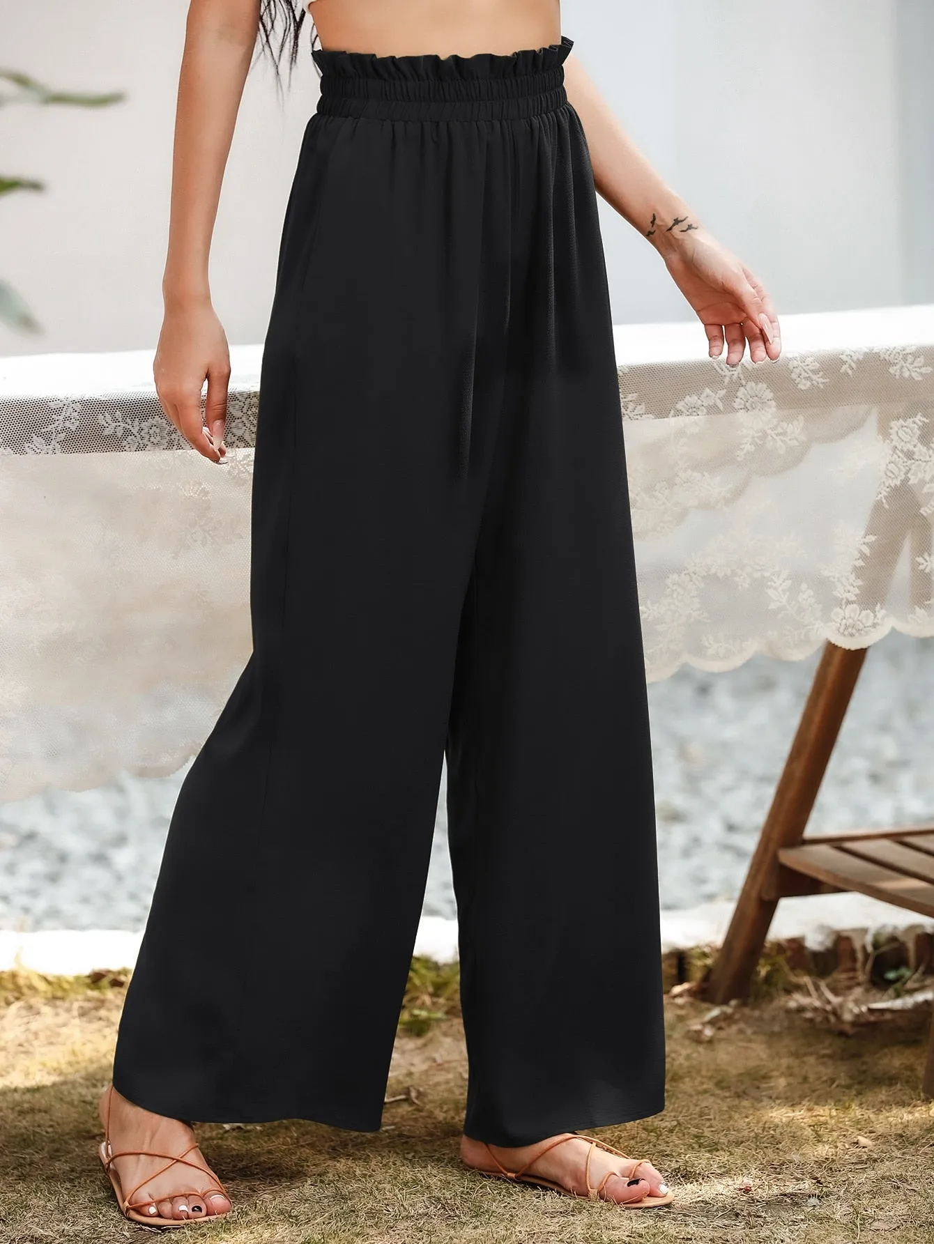 Slant Pocket Wide Leg Pants