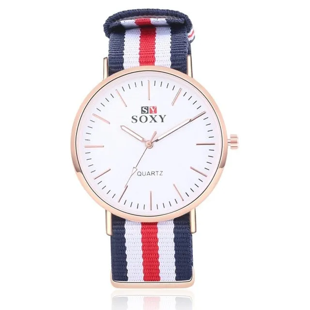 SOXY Hot Sale Fashion Nylon Strap Quartz Watches Men Luxury Business Watch Casual Gold Watches montre homme relogio masculino