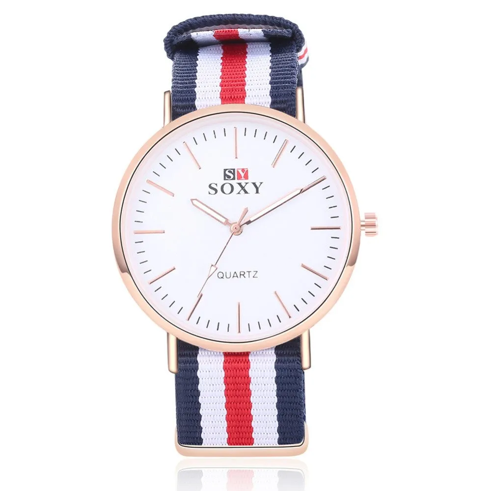 SOXY Hot Sale Fashion Nylon Strap Quartz Watches Men Luxury Business Watch Casual Gold Watches montre homme relogio masculino