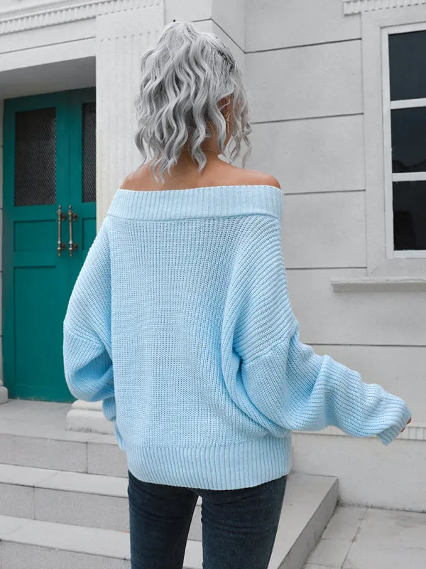 Straight Neck Off Shoulder Sweater