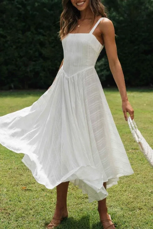 White Strappy Fit & Flare Dress